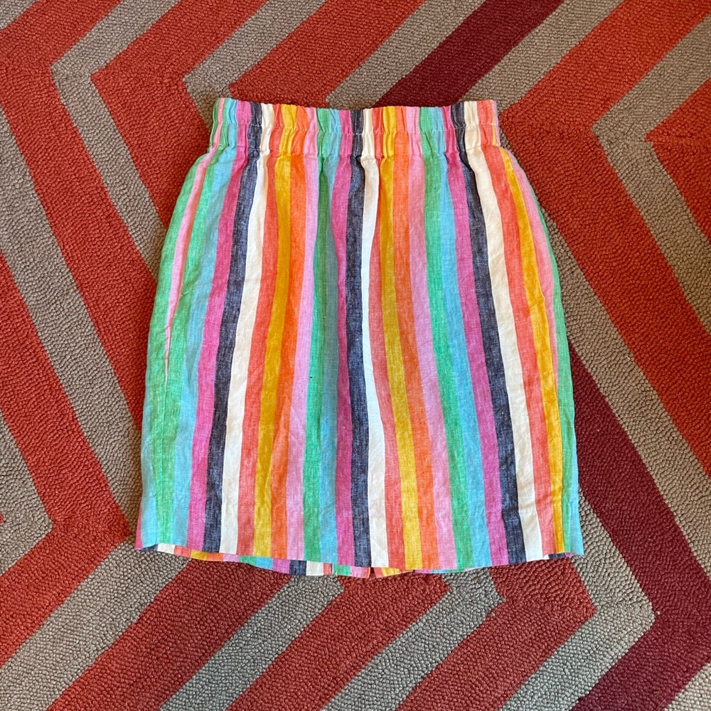 JCrew linen multicolor skirt